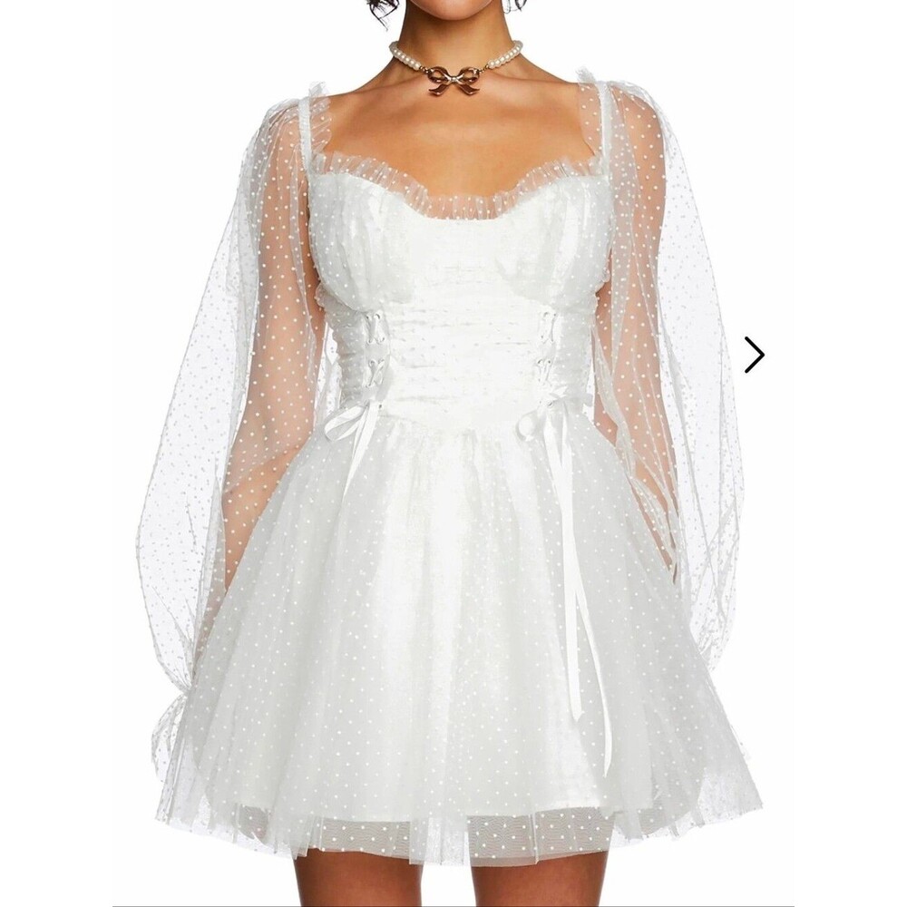 Sugar Thrillz Heavenly Affair Babydoll White Dress Size XXS